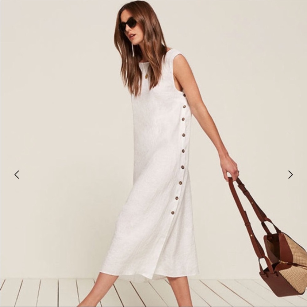 Reformation Russo White Linen Dress